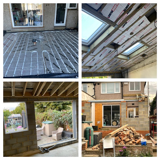 Rear extension and full kitchen install, electrics, plumbing, heated flooring.